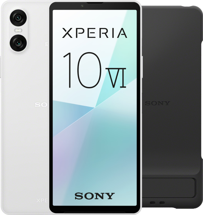 Sony Xperia 10 VI 128GB Weiß 5G + Sony Backcover Schwarz mit Ständer