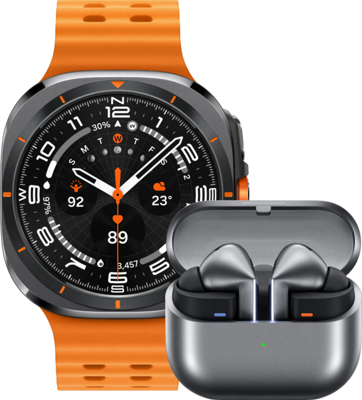 Samsung Galaxy Watch Ultra 4G Grijs/Oranje 47mm + Buds3 Pro Zwart