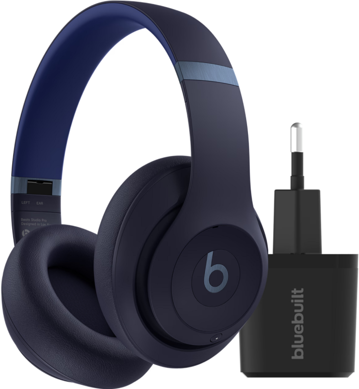 Beats Studio Pro Blauw + BlueBuilt Quick Charge Oplader met Usb A Poort 18W Zwart