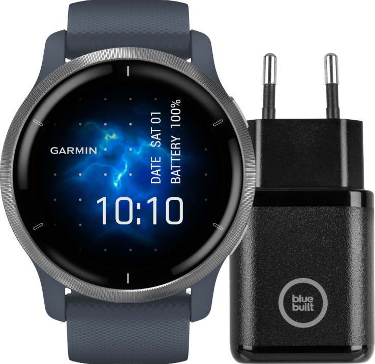 Garmin Venu 2 Zilver + BlueBuilt Oplader