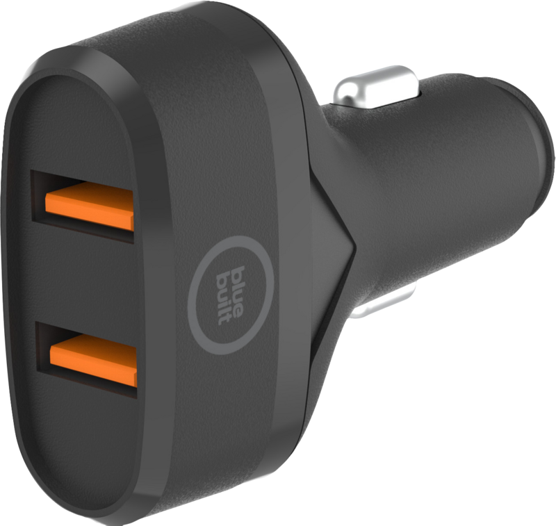 BlueBuilt Quick Charge Autolader met 2 Usb A Poorten 18W Zwart