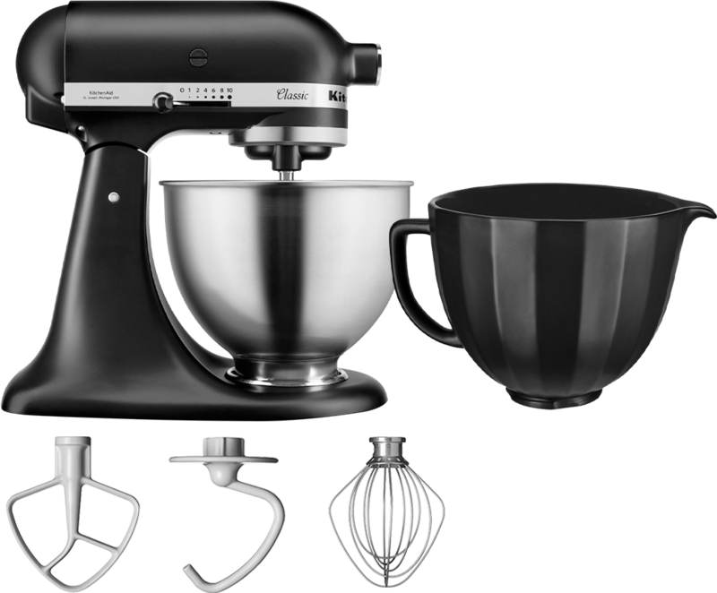 KitchenAid Classic 5K45SSEBM Matzwart + Extra mengkom