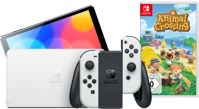 Nintendo Switch OLED Weiß + Animal Crossing New Horizons