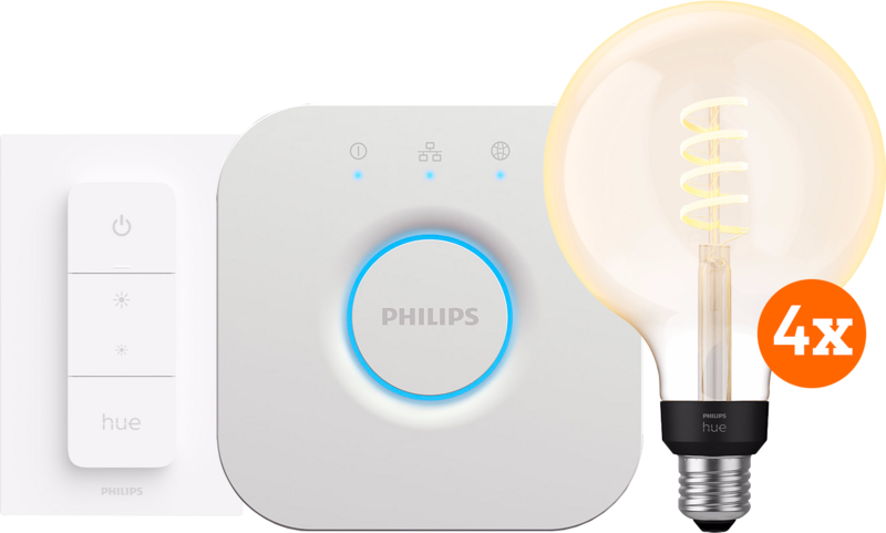 Philips Hue Filament White Ambiance Globe XL 4-Pack Startpakket