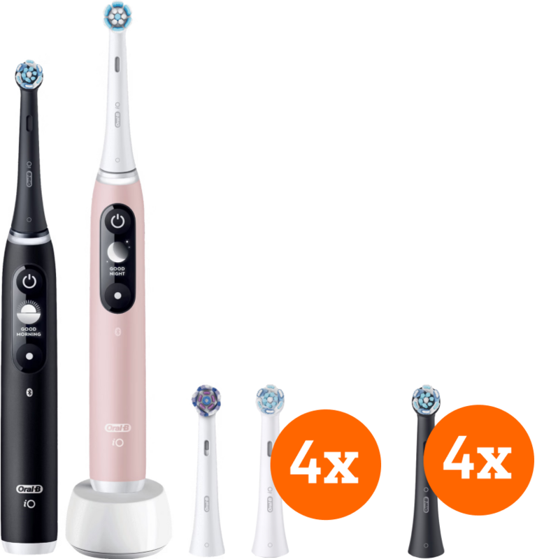 Oral-B iO 6n Zwart en Lichtroze Duopack + opzetborstels (8 stuks)