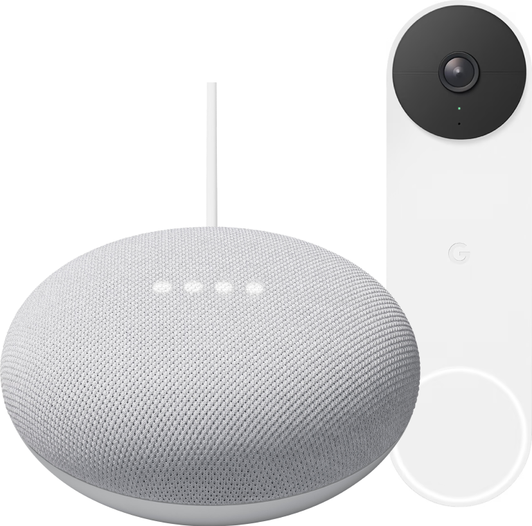 Google Nest Mini Weiß + Google Nest Türklingel