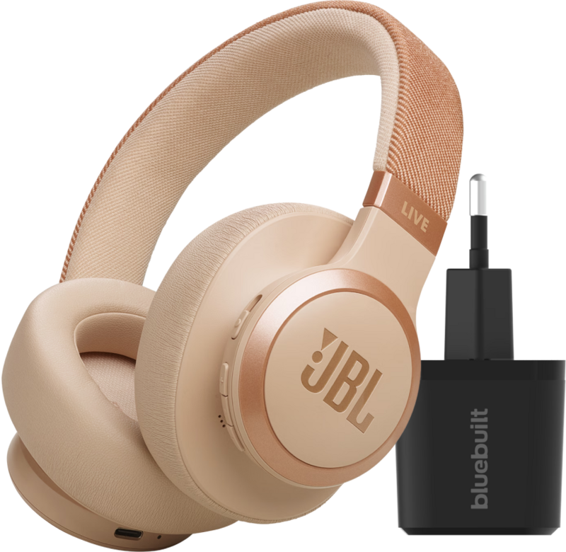 JBL Live 770NC Roségold + BlueBuilt Quick-Charge-Ladegerät mit