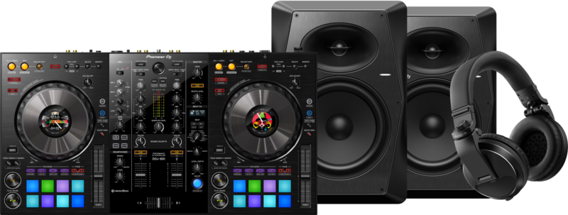 Pioneer DJ DDJ-800 + Pioneer DJ HDJ-X5 Zwart + Pioneer VM80 (per paar)