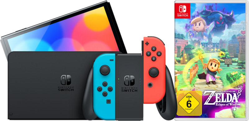 Nintendo Switch OLED Blau/Rot + Zelda: Echoes of Wisdom