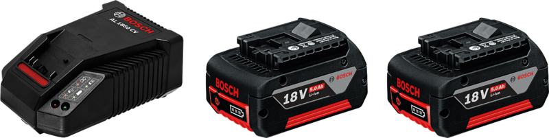 Bosch Professional 18V 5,0 Ah GBA Akku (2x) + Schnellladegerät