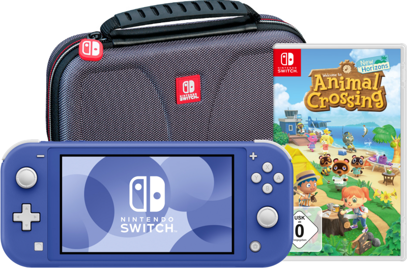 Nintendo Switch Lite Blau + Animal Crossing New Horizons + Schutzhülle