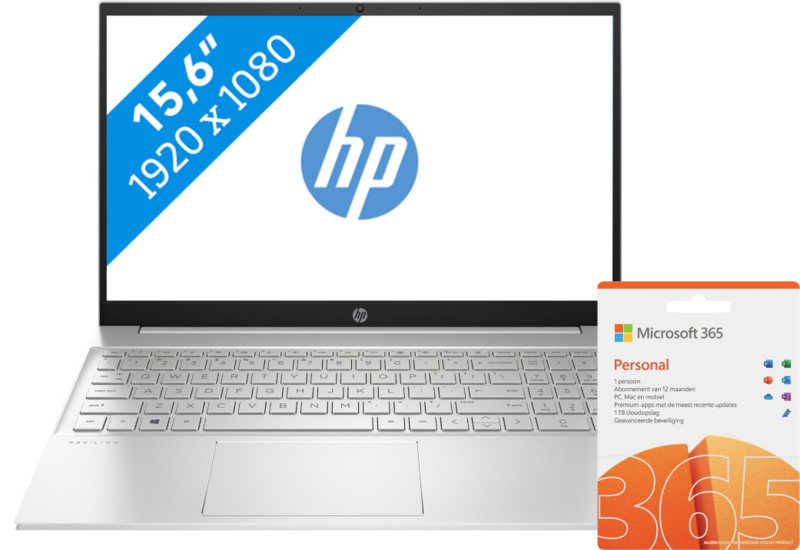 HP Pavilion 15-eg2952nd + 1 jaar Office 365 Personal