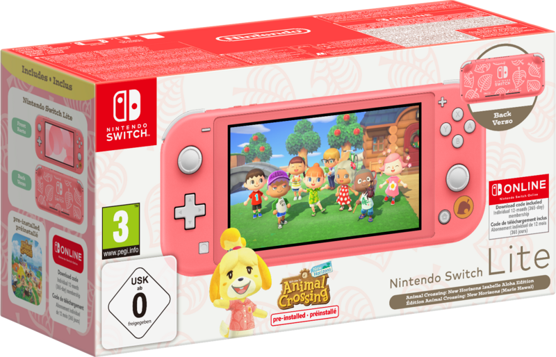 Nintendo Switch Lite Koralle + Animal Crossing + 12 Monate Nintendo Switch Online