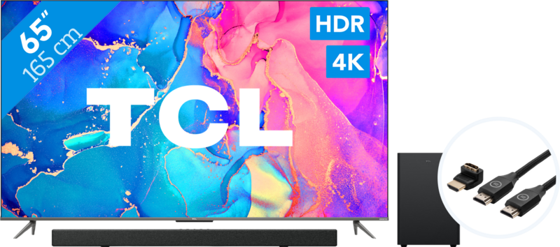 TCL QLED 65C635 (2022) + Soundbar + Hdmi kabel