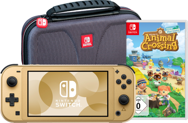 Nintendo Switch Lite Zelda Edition + Animal Crossing New Horizons + Schutzhülle