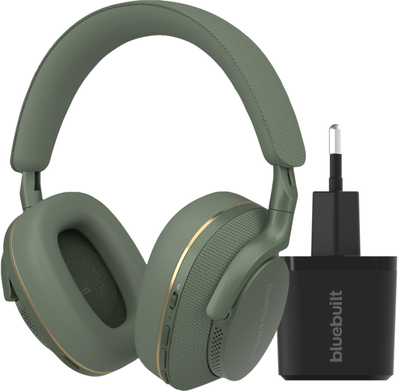 Bowers & Wilkins Px7 S2e Groen + BlueBuilt Quick Charge Oplader met Usb A Poort 18W Zwart