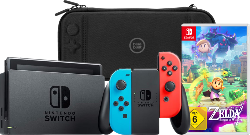 Nintendo Switch Rot/Blau + Zelda: Echoes of Wisdom + BlueBuilt Schutzhülle